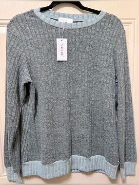 Moshu Gray Ribbed Pullover Sweater Size Medium